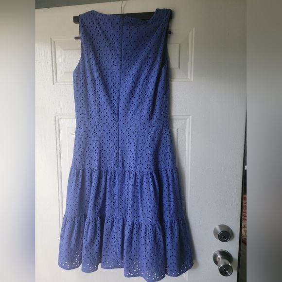 Elegant Blue Eyelet Dress - Picture 2 of 8